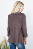 Elegance Open Front Roll Up Suede Blazer