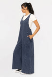 Cotton Blend Mineral Wash Wide Leg Jumpsuit