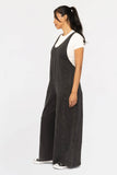 Cotton Blend Mineral Wash Wide Leg Jumpsuit