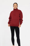 Cotton Blend Fleece Mock Neck Pullover Sweater