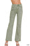 Acid washed frayed cutoff hem straight wide pants