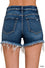 Raw frayed hem ripped denim shorts