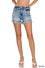Raw frayed hem ripped denim shorts