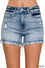 Raw frayed hem ripped denim shorts