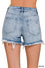 Raw frayed hem ripped denim shorts