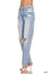 High-rise distressed straight leg denim pants