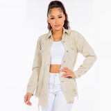 PLUS SIZE DISTRESSED DENIM SHIRTS