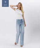 PLUS SIZE HIGH RISE TROUSER HEM FLARE JEANS
