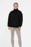 Cotton Blend Fleece Mock Neck Pullover Sweater